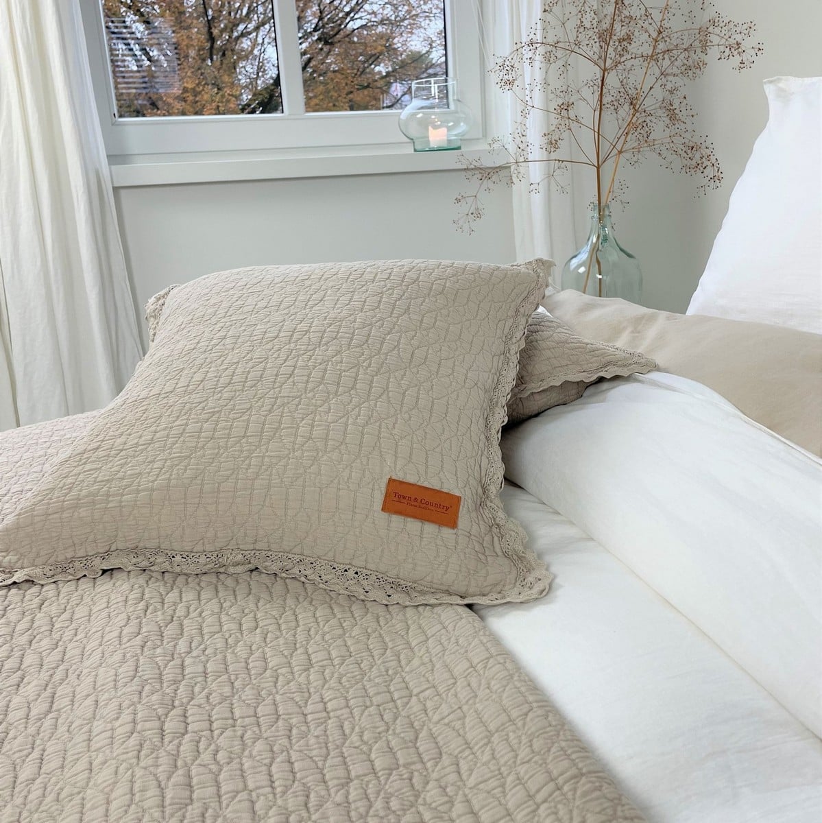 Town&Country Stonewashed Katoen Sprei - Carolina Zand