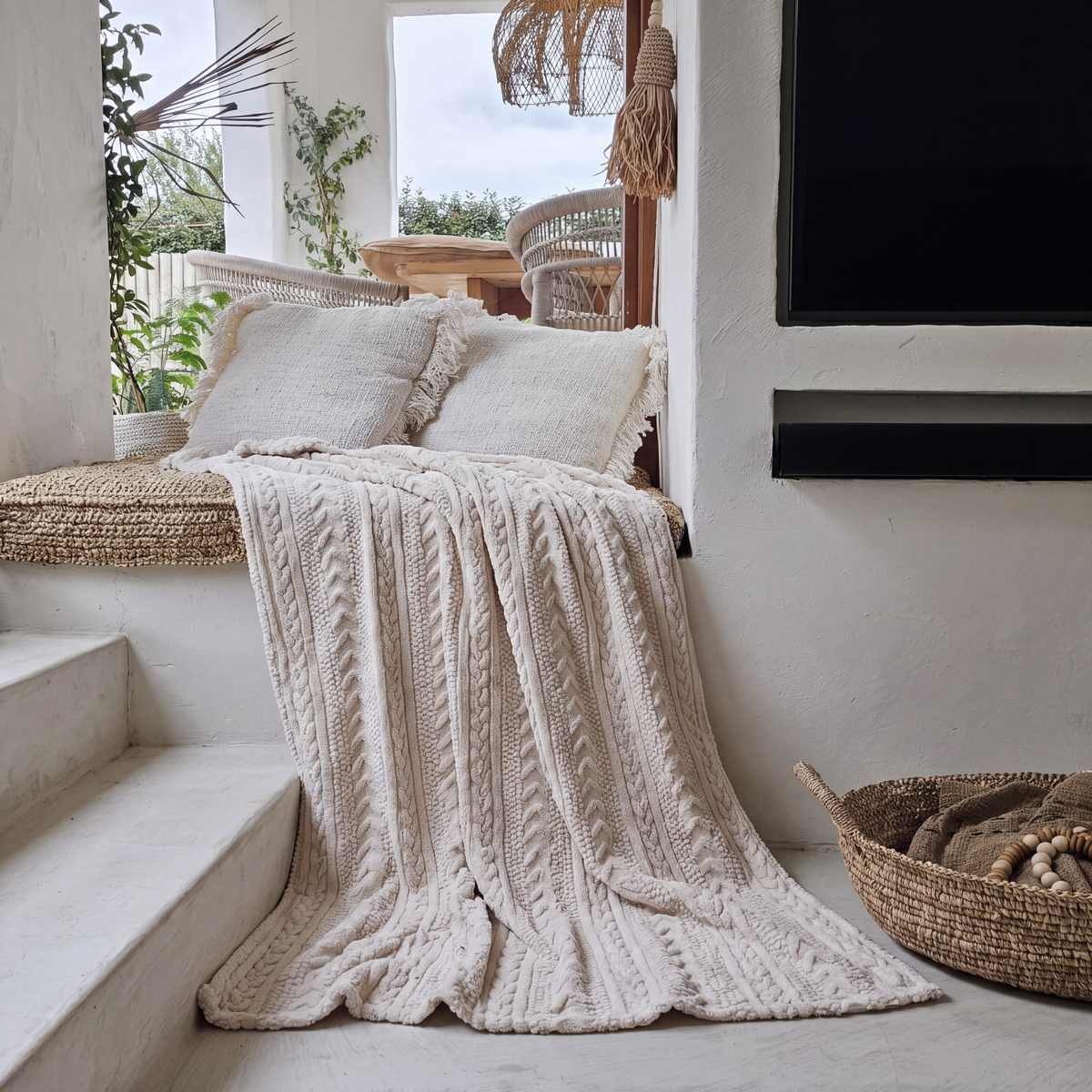 Lunetta Home Plaid Flanel Jacguard Creme 150x200 cm Deken