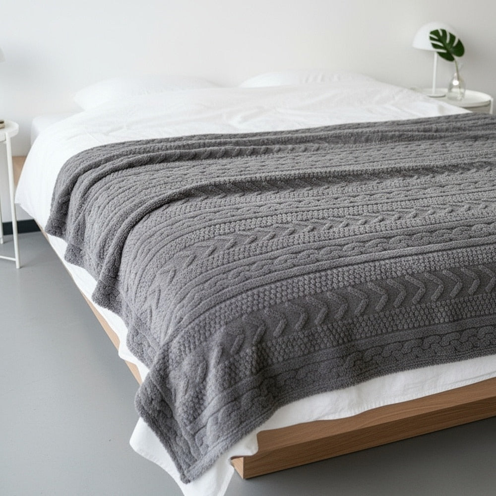 Lunetta Home Deken / Plaid Flanel Jacguard Donker Grijs 150x200 cm