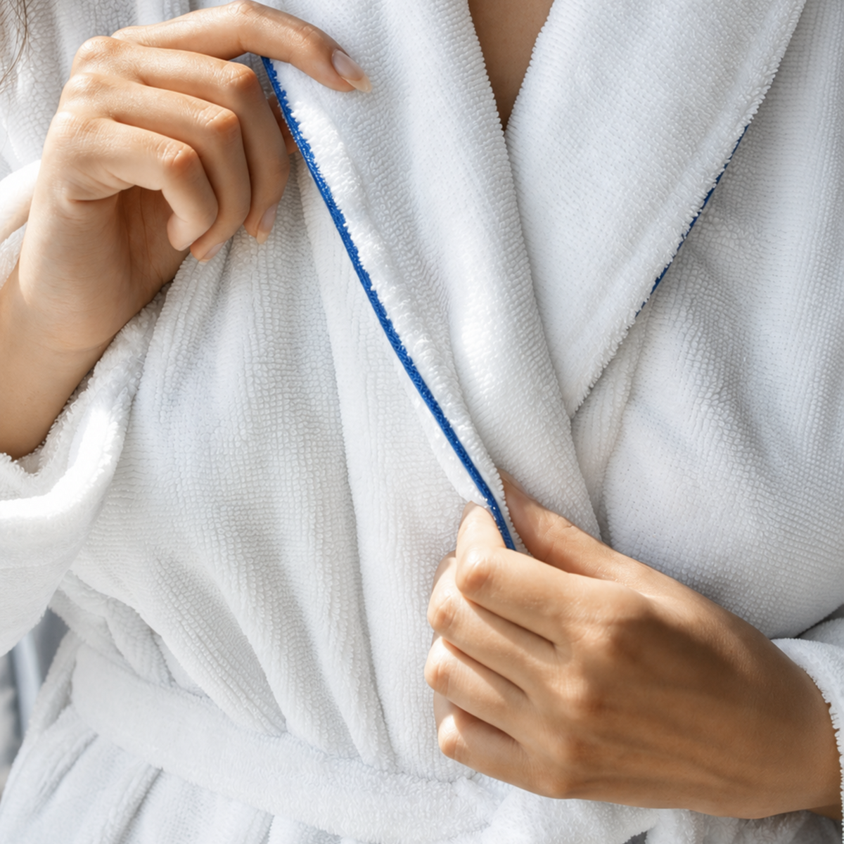 Lunetta Badjas Wit - Blauw Detail