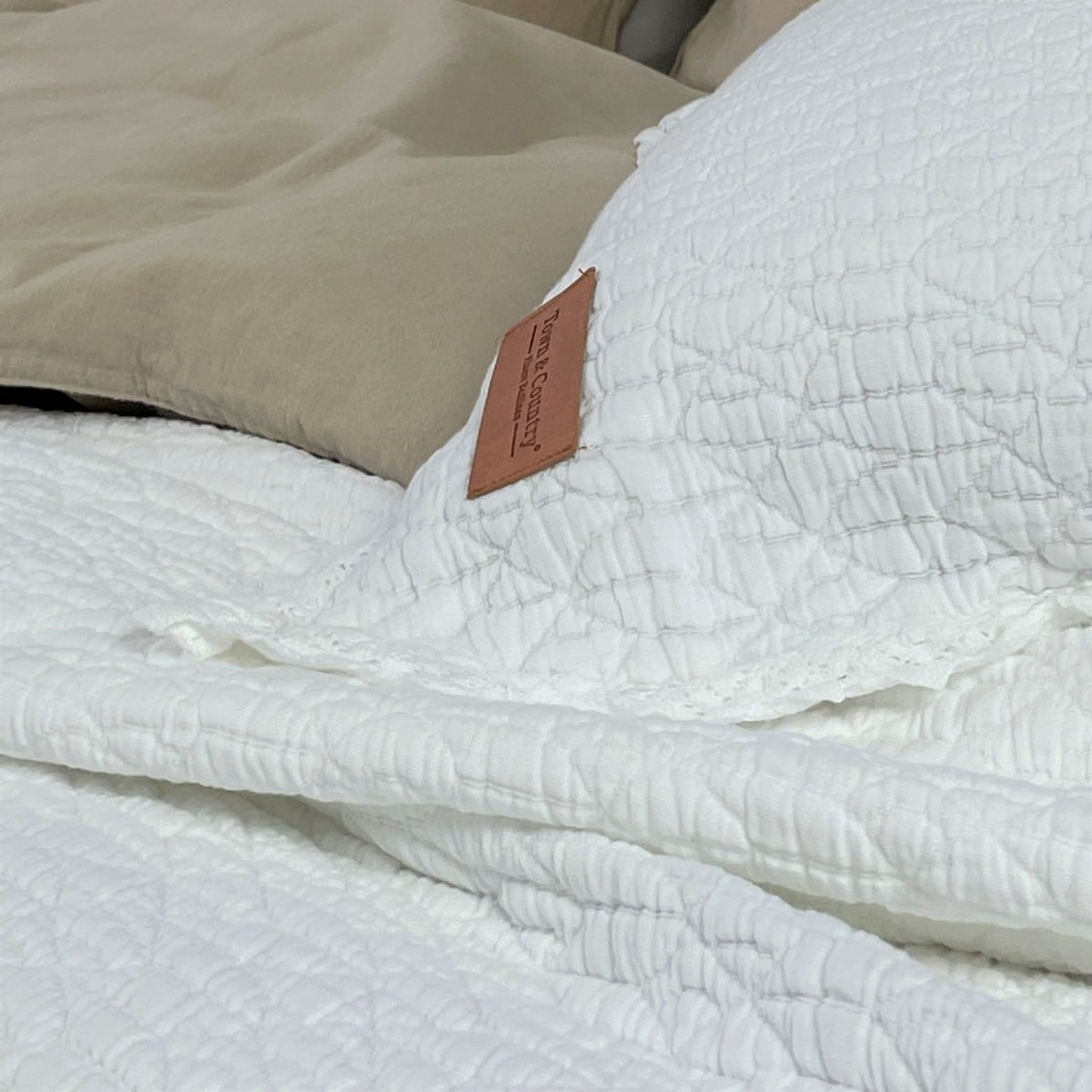 Town & Country Stonewashed Katoen Sprei - Carolina Wit
