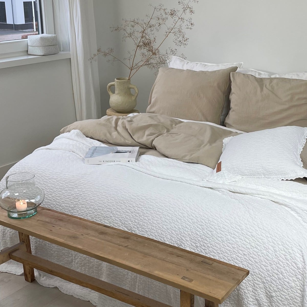 Town & Country Stonewashed Katoen Sprei - Carolina Wit