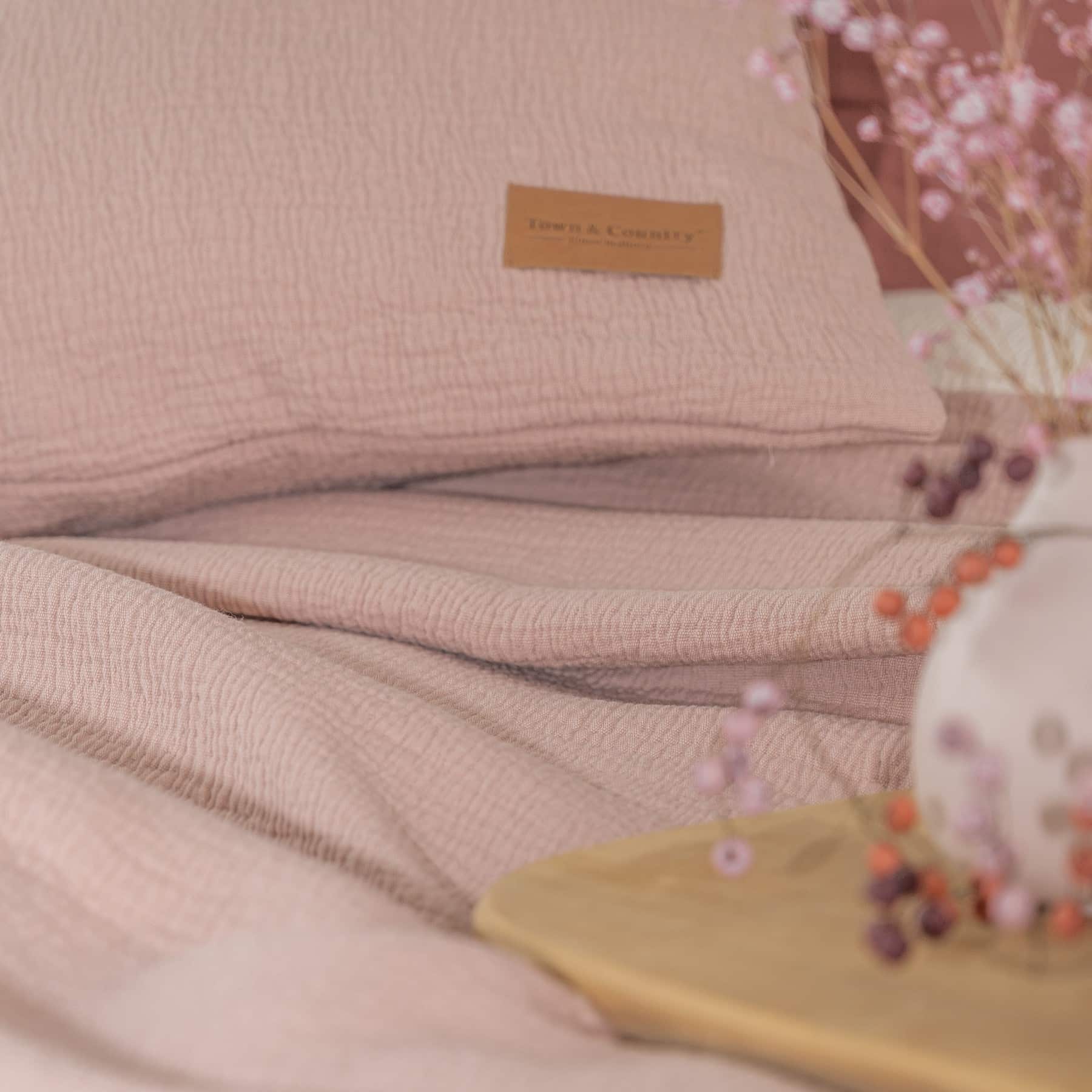 Town&Country Stonewashed Katoen Sprei- Hunter Roze
