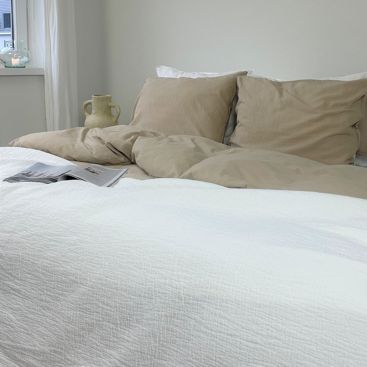 Town & Country Stonewashed Katoen Sprei - Hunter Wit
