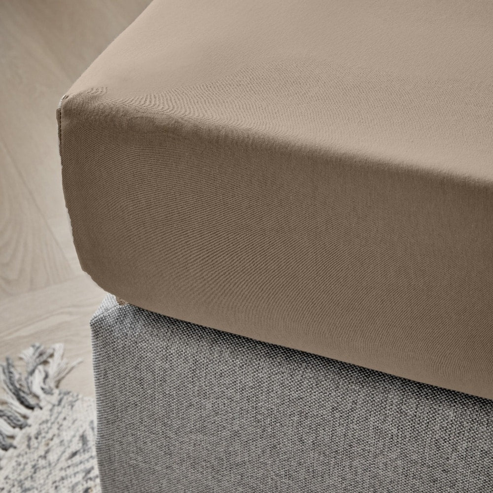 Dreamers Den Premium Jersey Elastan Topper Hoeslaken Biologisch Katoen Taupe