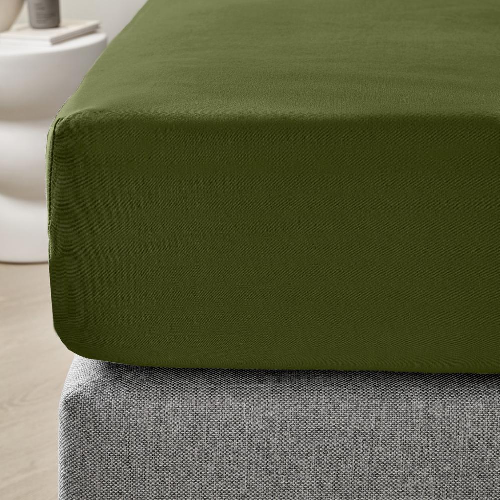 Dreamers Den Premium Jersey Elastan Topper Hoeslaken Biologisch Katoen Olijfgroen